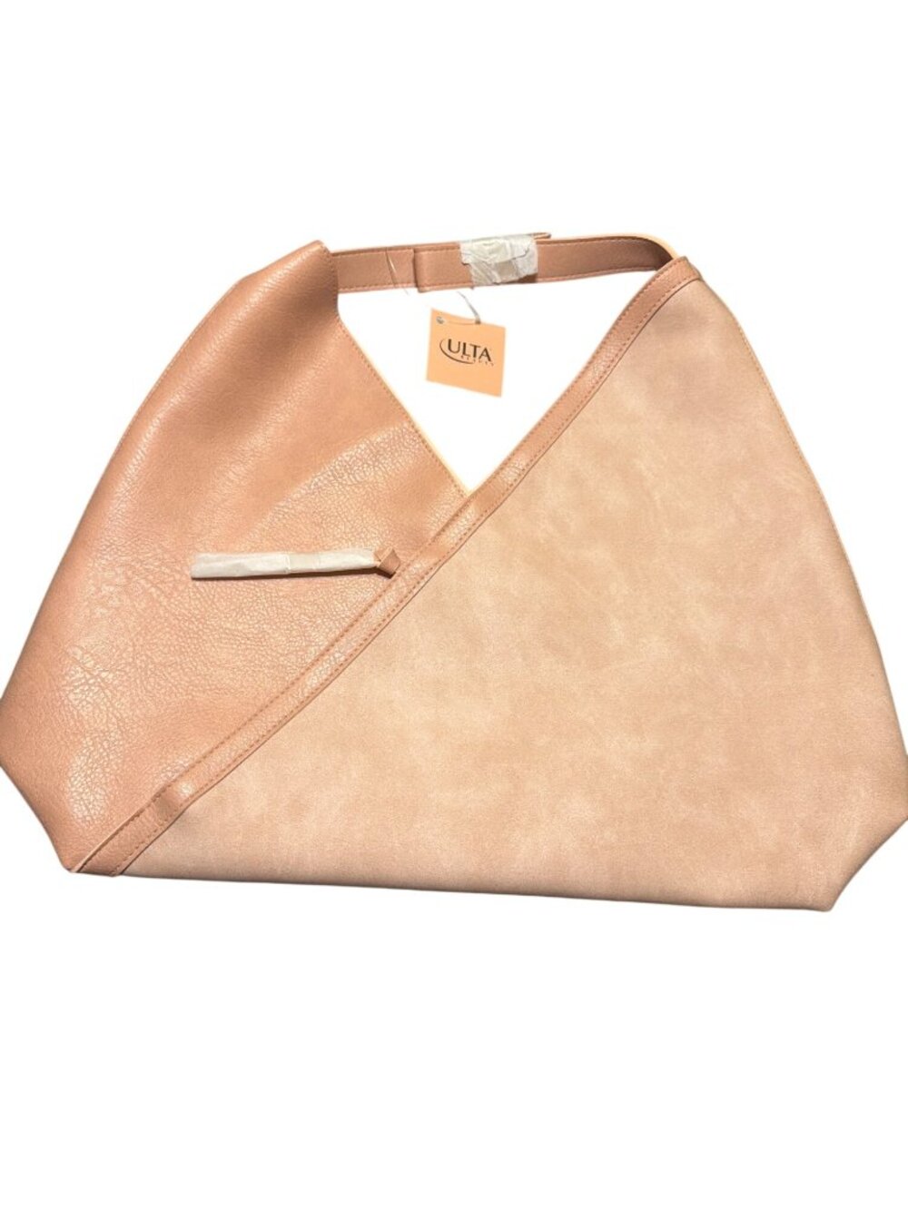 Ulta Beauty Peach Faux Leather Triangle Tote Bag Single Handle New With Tags